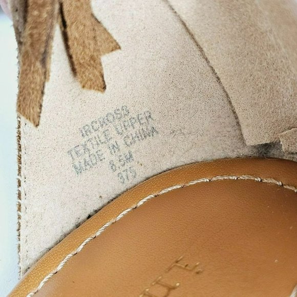 Indigo Rd Cross Fringe Sandals 8.5 Brown Ankle Cuff Zip Back Studs T Strap Boho - Picture 2 of 14